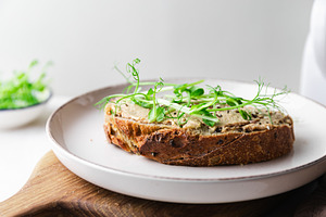 Rye toast with a turkey pate and mic, a Food & Drink Photo by Edalin's Store