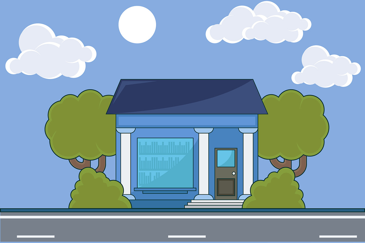 library building landscaped vector, an Education Illustration by zyxroun shop (Photo 1 of 3)