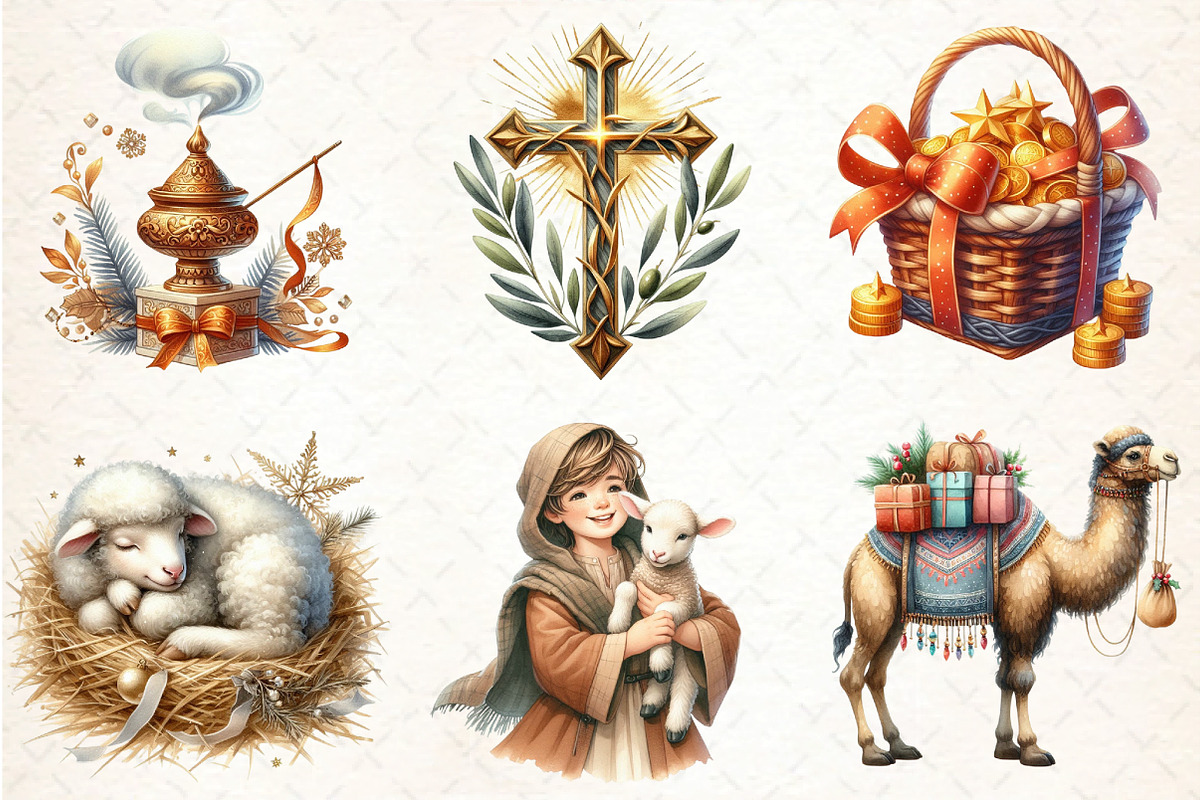 Christmas, Nativity, Clipart, an Illustration by DreamCafeArt (Photo 4 of 7)