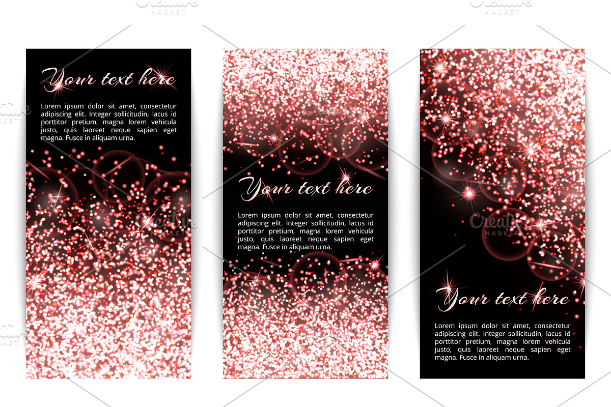 Collection of banners with pink lights, a Templates & Theme by ...