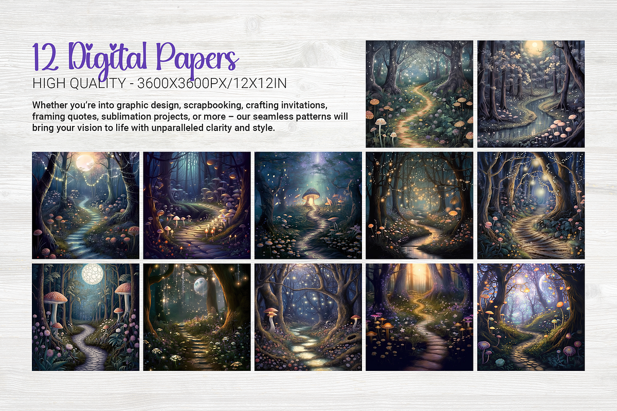 Enchanted Forest Digital Papers, a Background Graphic by Curve Design (Photo 2 of 12)