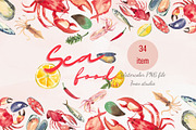 Sea Food watercolor, an Illustration by 7nov.studio (Thumbnail 1 of 7)