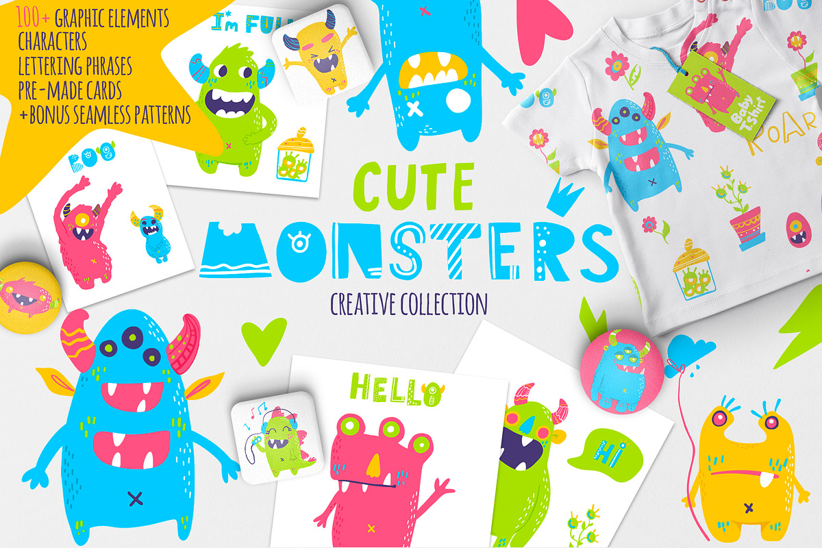 Cute monsters collection, an Illustration by Kate Art (Photo 1 of 14)