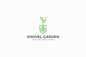 Shovel Logo Garden Farm Agriculture, a Branding & Logo Template by Signatoro