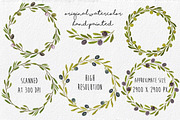 Watercolor Olives Wreaths handmade, an Illustration by MaraquelaStudio (Thumbnail 4 of 6)