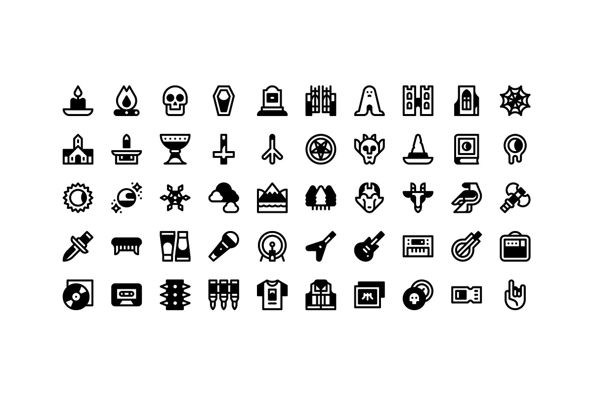 50 Black Metal Icons, an Outline Icon by Side Project (Photo 3 of 8)