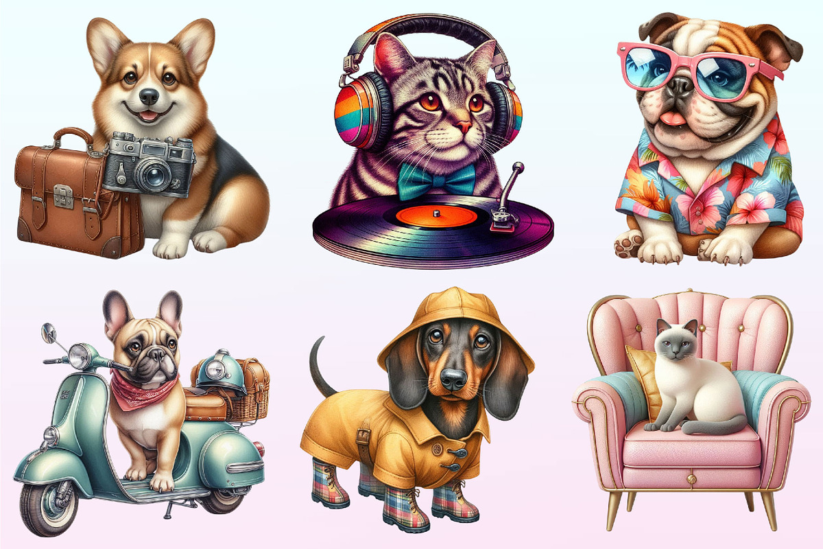 Quirky Dog and Cat Clipart, a Graphic by CitraGraphics (Photo 2 of 4)