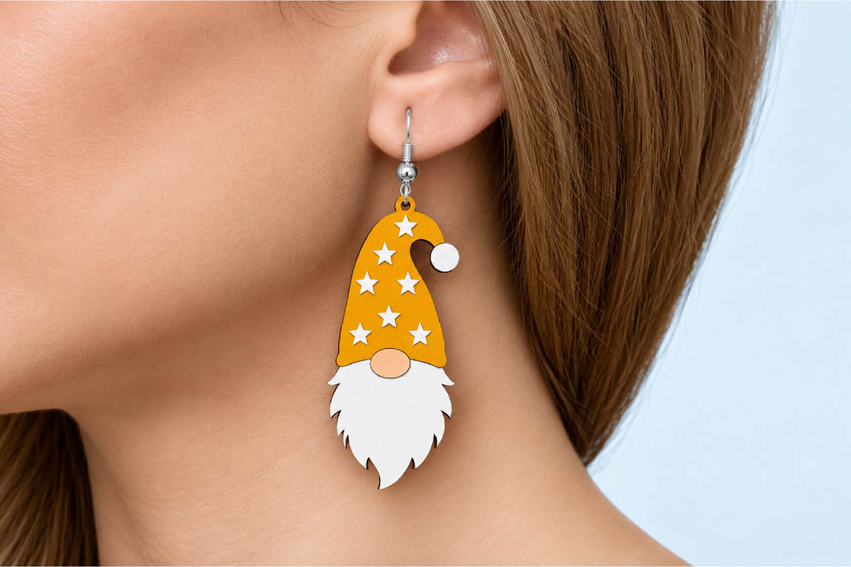 Christmas Gnome Earrings Laser Cut, a Seasonal Illustration by Canvas Craft (Photo 2 of 4)