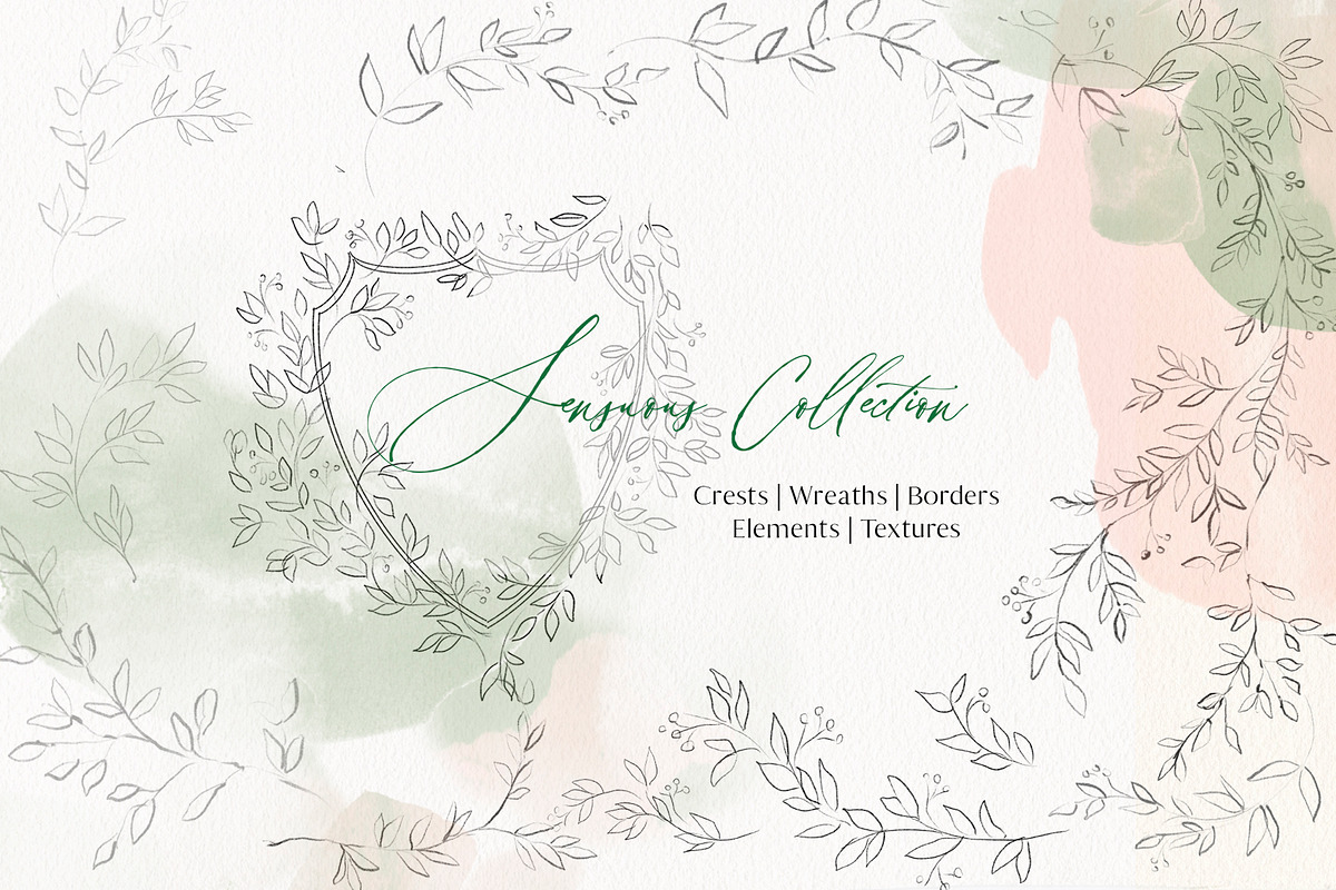 Sensuous Line Floral Crests Wreaths, an Illustration by whiteheartdesign (Photo 1 of 9)