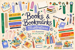 Books & Bookmarks, an Education Illustration by Anna Studio