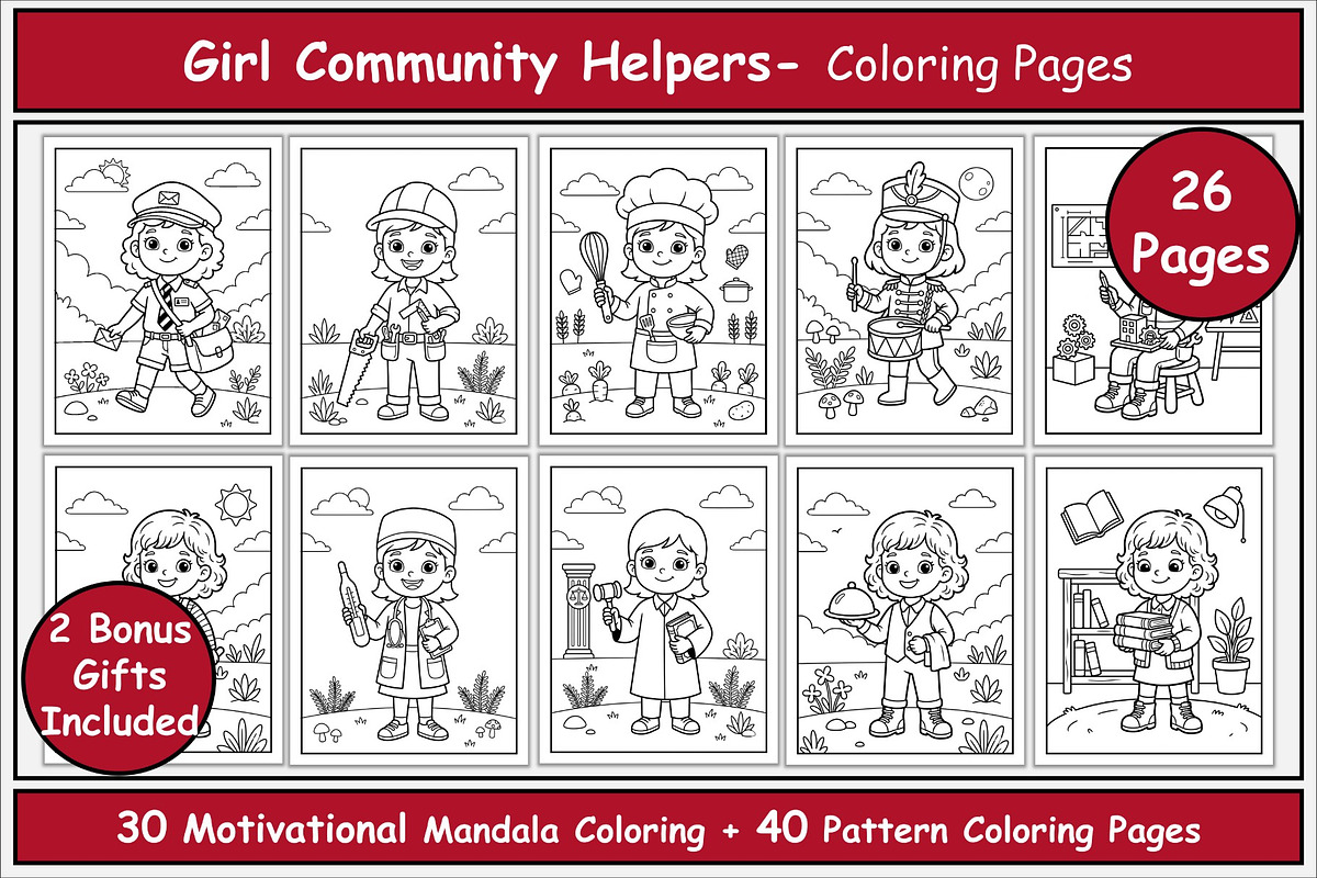 Girl Community Helpers Coloring Book, a Person Illustration by Lamia Emad (Photo 1 of 5)