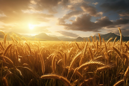 Wheat field with blue sky, a Nature Photo by AlyaAnd