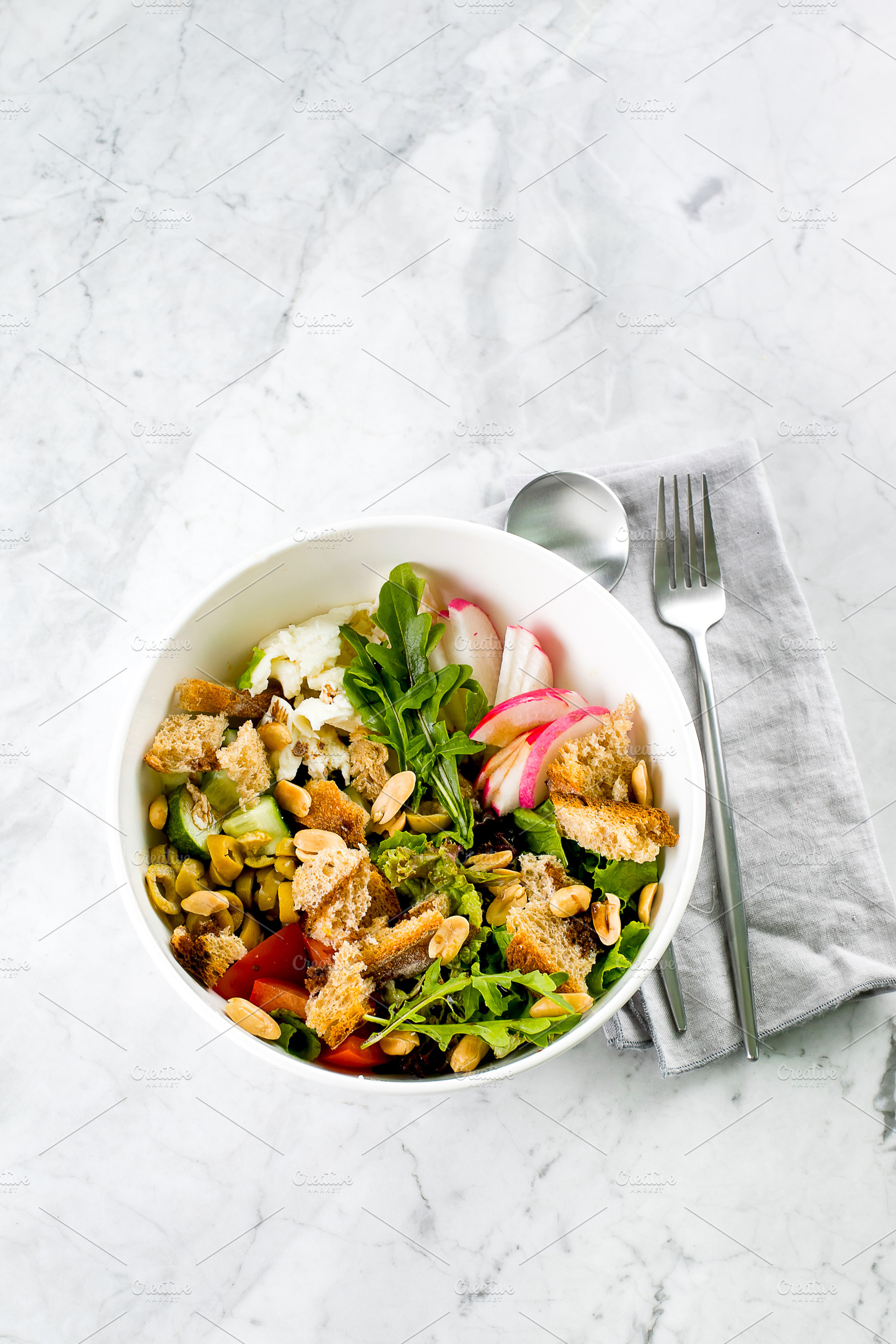 Healthy salad bowl stock photo containing food and mozzarella, a Food & Drink Photo by Anikona