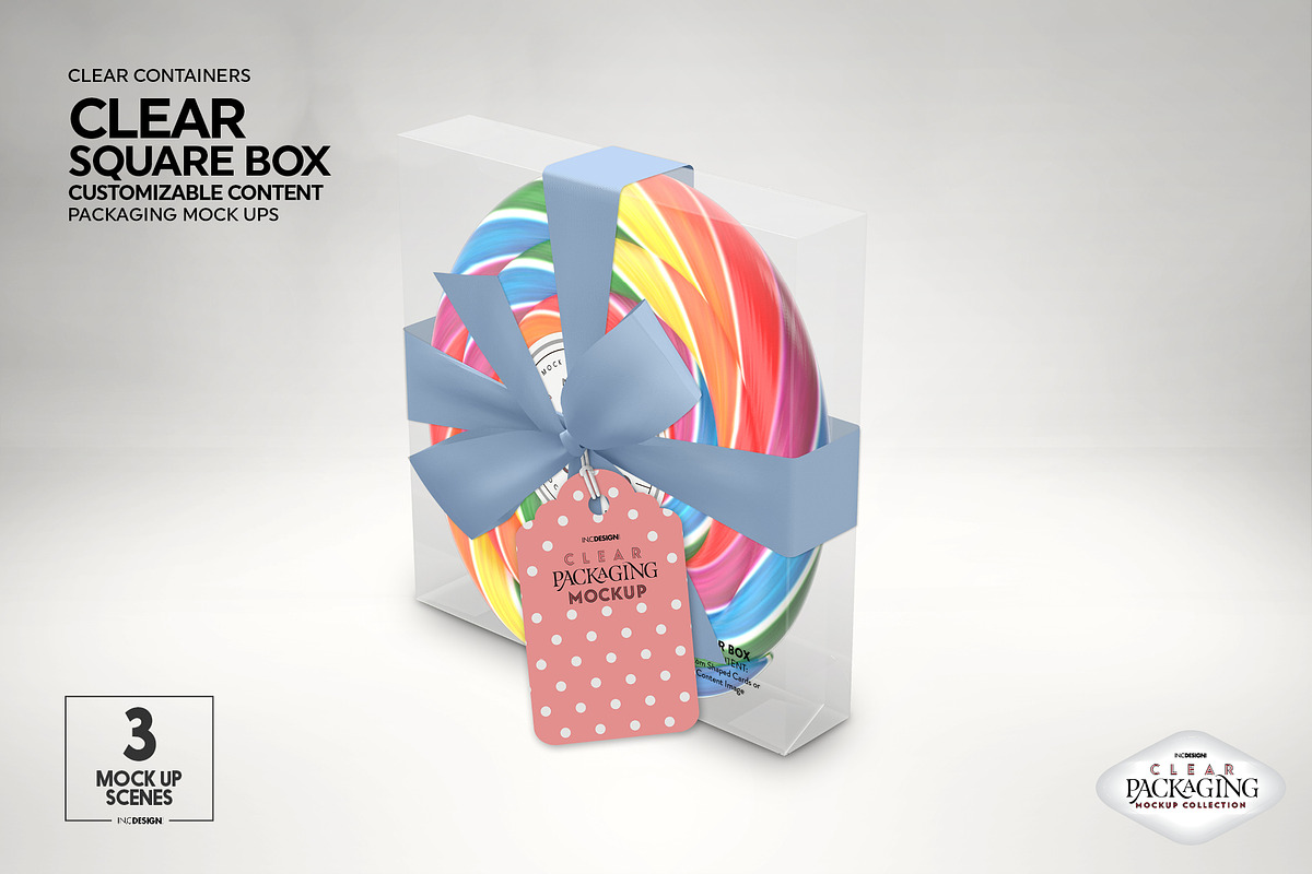 Clear Square Flat Boxes Mockup, a Packaging Mockup by INCDesign (Photo 4 of 14)