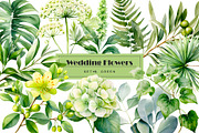 Watercolor green wedding flowers, an Object Illustration by Art and Funny (Thumbnail 1 of 5)