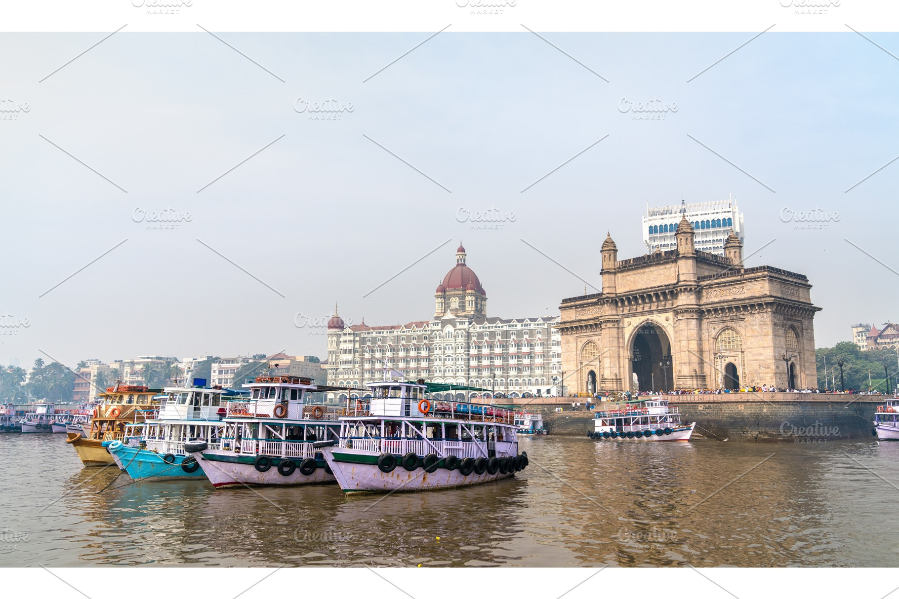 Ferries near the gateway of india in mumbai india stock photo containing, a Transportation Photo by Leonid Andronov