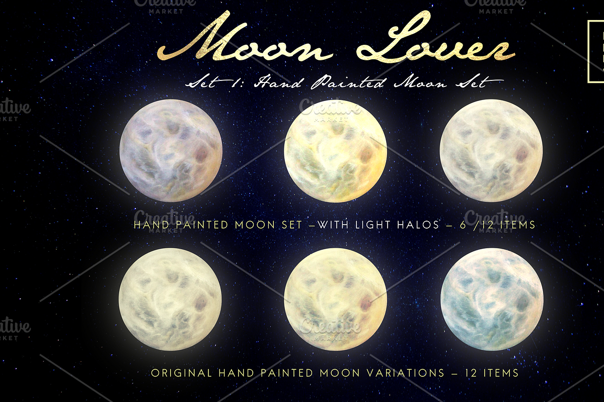MOON LOVER MAGICAL MOON PNG OVERLAYS, an Object Graphic by Illumineer Media & Design (Photo 3 of 7)