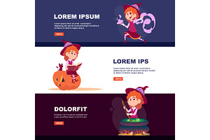 Little witch cartoon character with