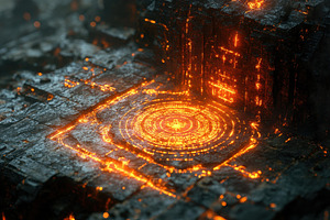 Volcanic landscape with glowing lava, a Photo by Tanuart