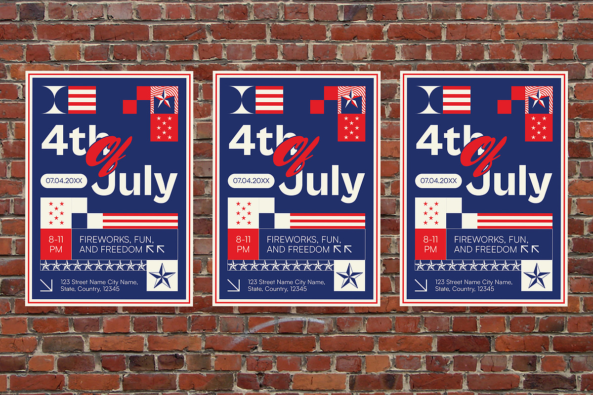 Geo Minimalism 4th of July Flyer Set, a Flyer Template by Aiyari Graphic (Photo 3 of 3)