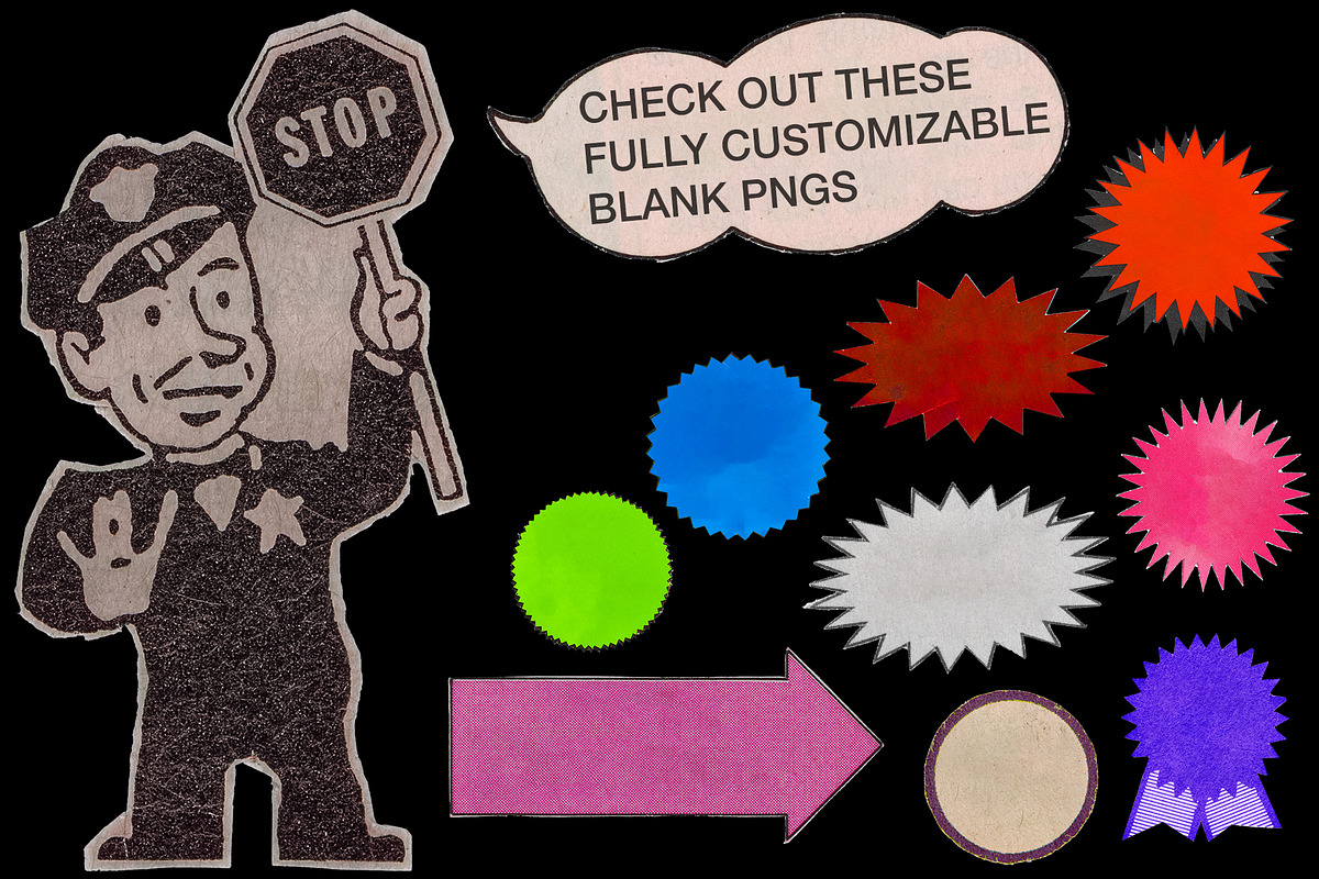 WOW.zip - 250+ Vintage Sticker PNGS, a Graphic by BLKMARKET© (Photo 3 of 4)