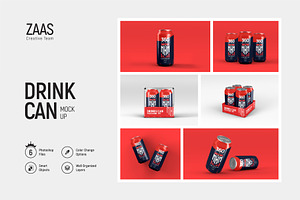 Metal Energy Drink Can Mockup