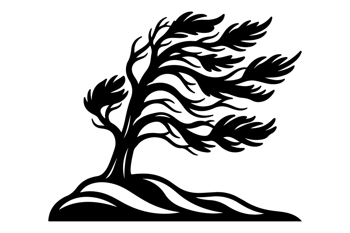 Windblown Tree Silhouette, an Object Illustration by Gfx_Store (Photo 6 of 16)
