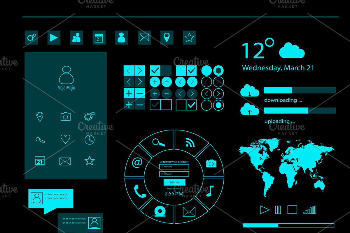 UI kit, mobile and web design vector, a Background Graphic by TeaGraphicDesign (Photo 4 of 4)