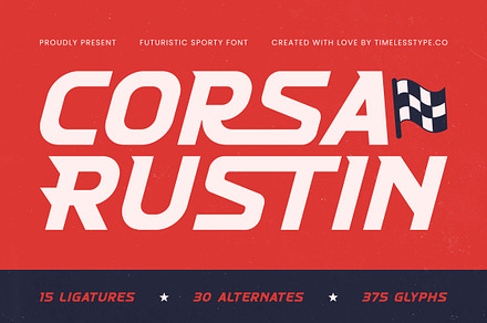 Corsa Rustin Futuristic Sporty Font, a Sans Serif Font by timelesstype.co