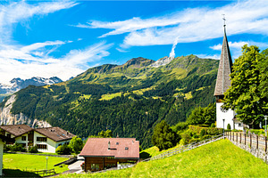 Church in Wengen above the, an Architecture Photo by Leonid Andronov