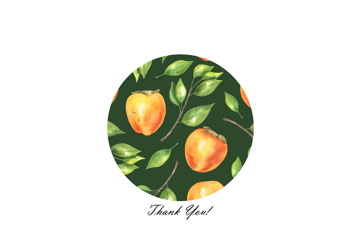 Persimmon Seamless Patterns, a Food Illustration by OlDm_Shop (Photo 10 of 10)