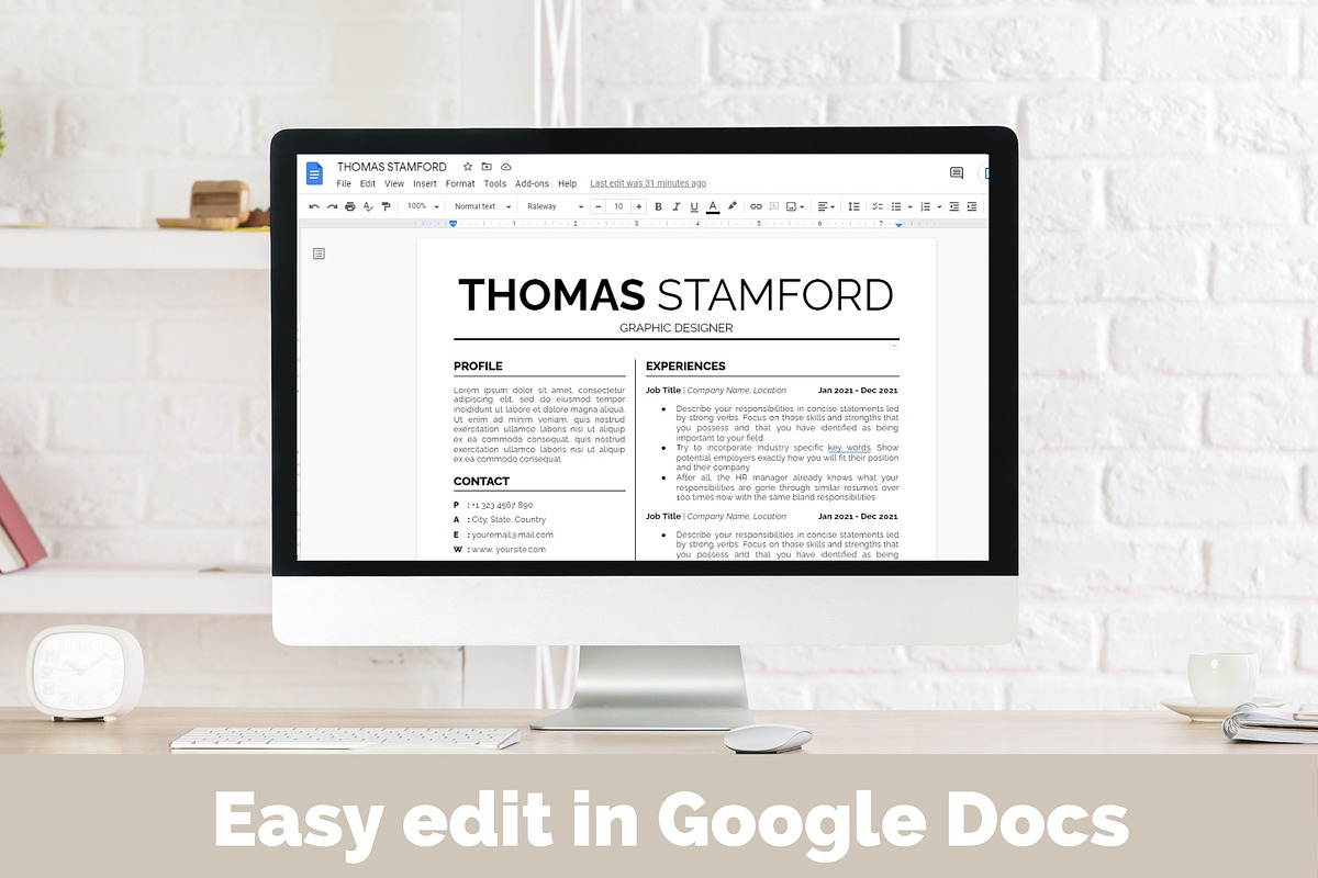ATS friendly resume google docs, a Resume Template by bonadigitals (Photo 4 of 4)