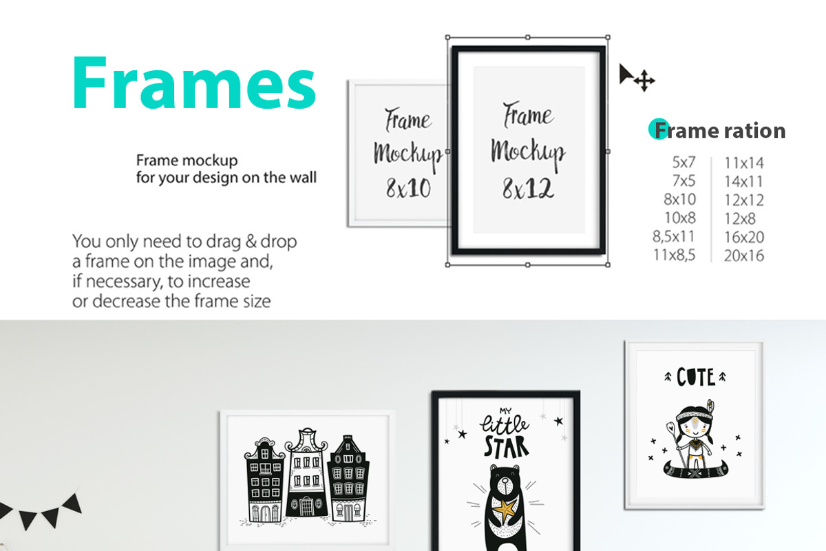 KIDS WALL & FRAMES Mockup Bundle - 4, a Product Mockup by Yuri-U (Photo 5 of 38)