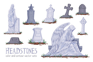 Vintage tombstones and crosses set, an Object Illustration by Good Studio
