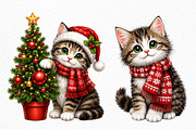 Whimsical Christmas Kitty Clipart, an Animal Illustration by Craft Nest (Thumbnail 4 of 4)