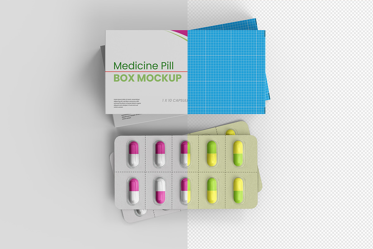 Medicine Pill Box Mockup - 8 views, a Packaging Mockup by Illusiongraphic (Photo 12 of 25)
