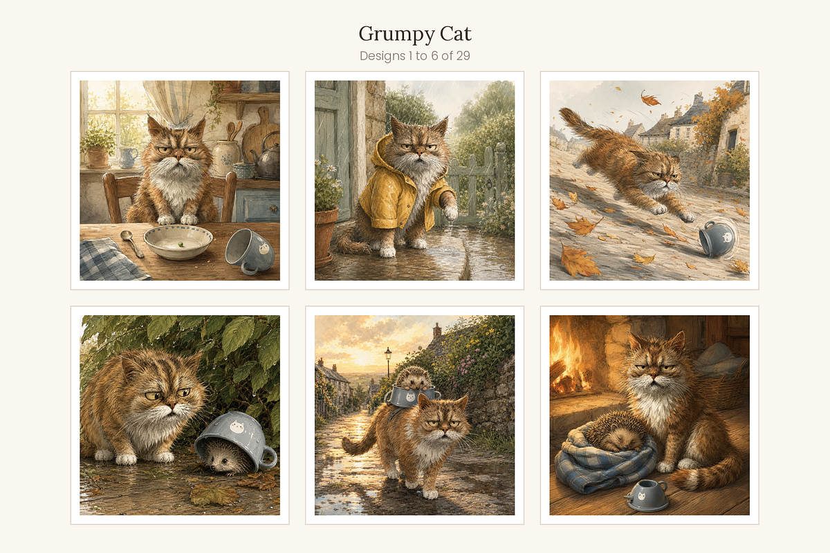 Grumpy Cat Illustrations, 29, an Animal Illustration by LanternkinStudio (Photo 6 of 14)