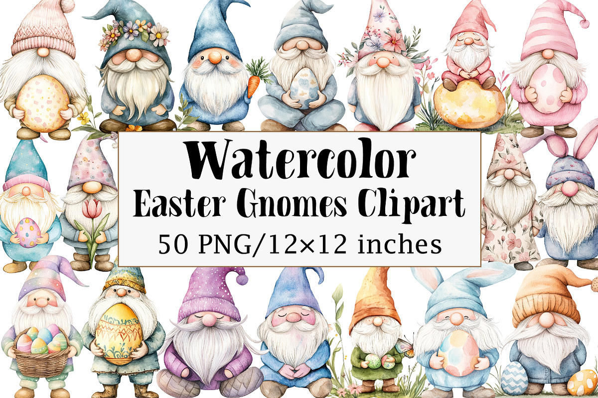 Easter Gnomes Clipart, an Illustration by Design Market (Photo 1 of 5)