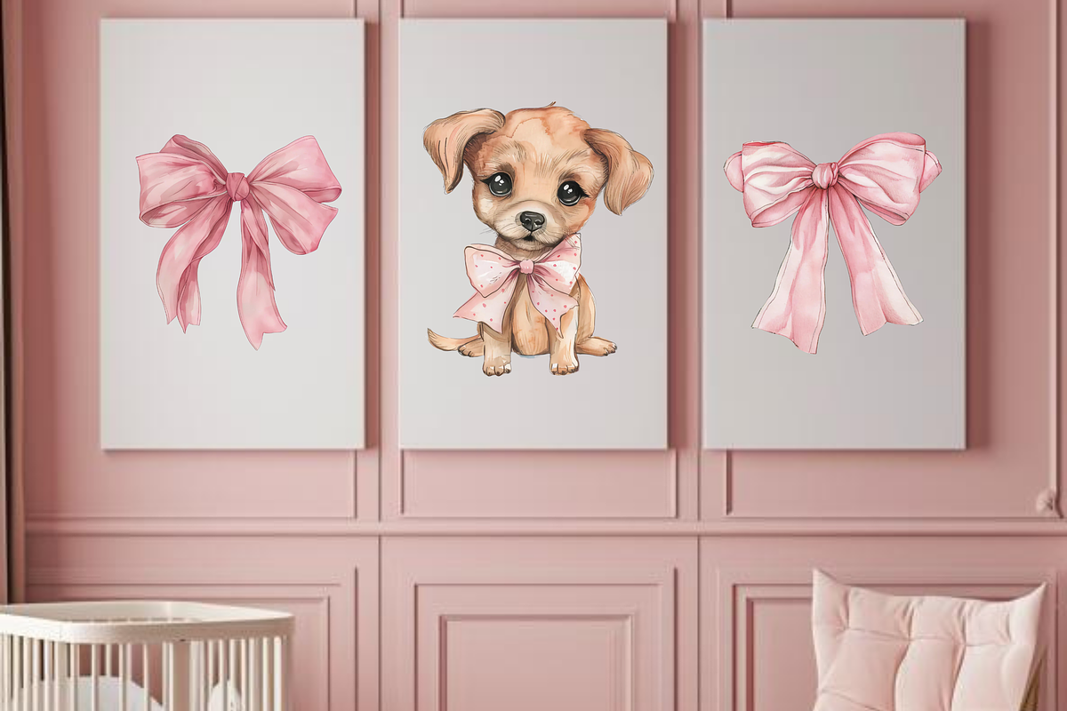 PINK COQUETTE BOWS AND DOGS CLIPART, an Animal Illustration by Daring Digies (Photo 6 of 7)
