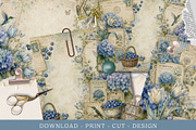 Vintage Hydrangea Junk Journal Kit, an Object Graphic by Traveling Designer (Thumbnail 4 of 6)