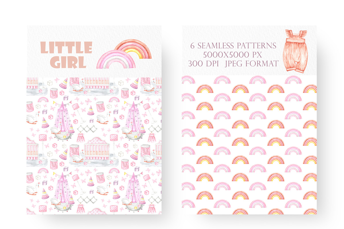 Little girl watercolor set. Nursery, a Person Illustration by SabinaWatercolorArt (Photo 7 of 15)