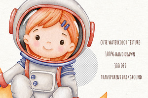 Astronaut Space Watercolor Clipart