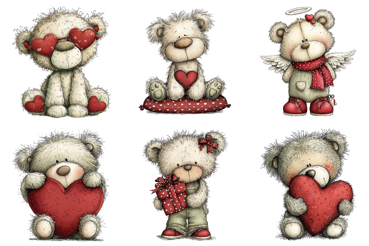 Whimsical Valentine Teddy Bear PNG, an Illustration by Craft Nest (Photo 8 of 11)