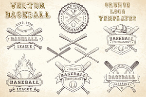 Vector Baseball GrungeLogo Templates, a Sport Illustration by Pingebat