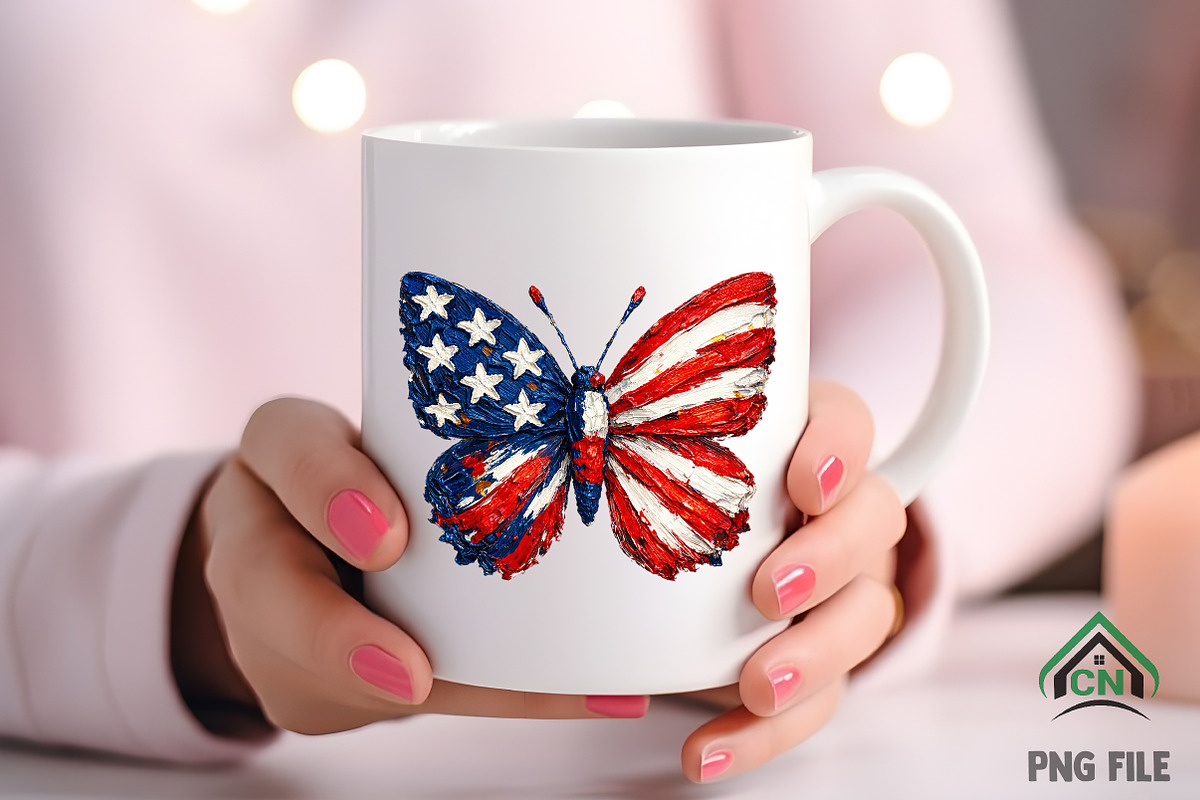 Brushstroke Patriotic Butterfly Png, an Illustration by Craft Nest (Photo 3 of 6)