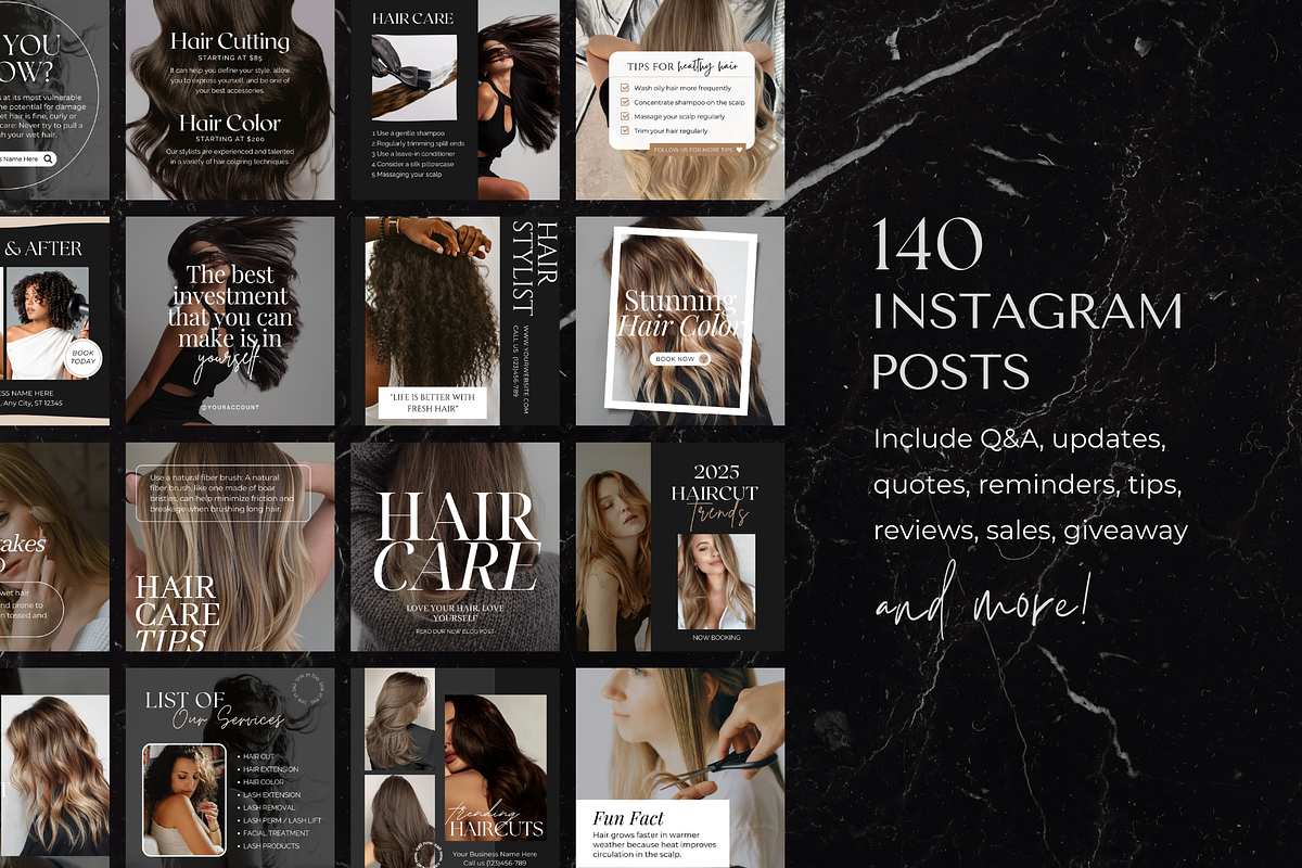 Hair Instagram Post Template, a Social Media Template by ShopRShop (Photo 3 of 10)