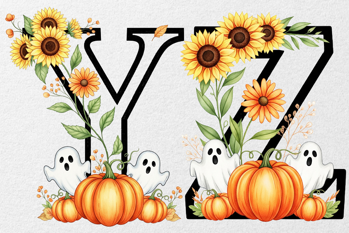 Floral Halloween Alphabet Letter, an Illustration by DreamCafeArt (Photo 6 of 6)