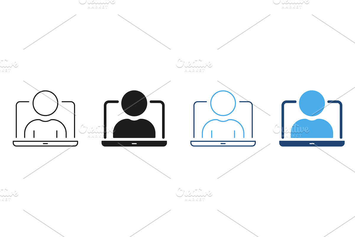 Person On Laptop Screen Icons, a Technology Illustration by Gentle Studio