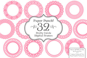 Pink Lace Scrapbook Frame Circles, an Illustration by Amanda Ilkov