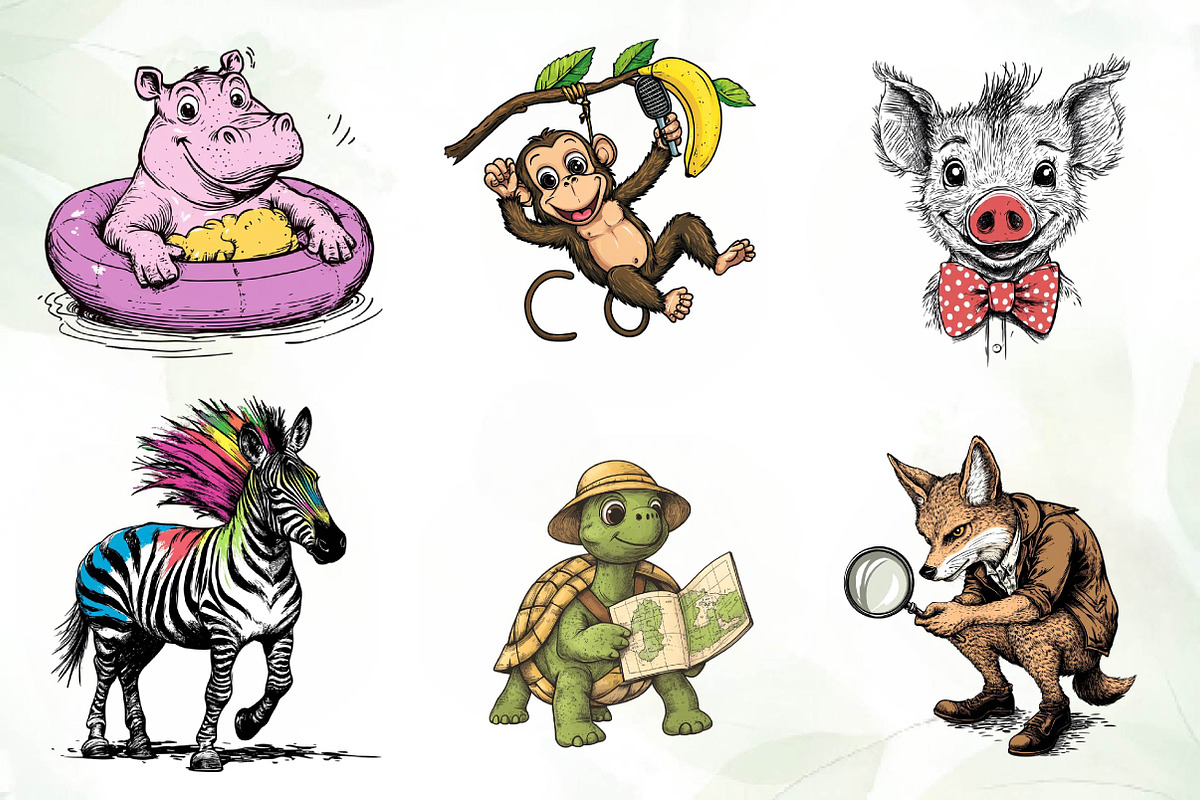 Quirky Safari Animals Clipart, an Illustration by CreationArt (Photo 5 of 6)